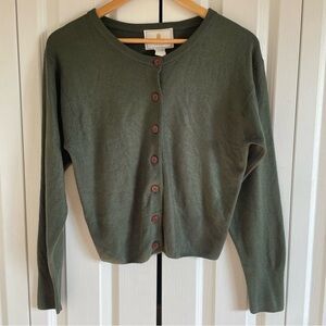 Vintage Express Tricot Cardigan Women’s XS Forest Green Button Up Acrylic Fairy